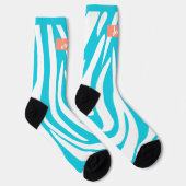 Chaussette Monogramme Turquoise rayé Zèbre motif tendance (Droite)