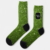 Chaussette Monogramme vert clair fausse parties scintillant s (Gauche)