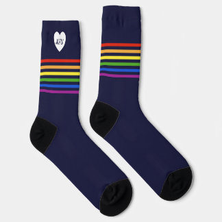 Chaussette Monogrammed Rainbow Stripe Navy Blue