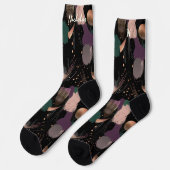 Chaussette Moody Automne Abstrait dans Plum et Forest Green (Gauche)