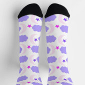 Chaussette Moon Cloud Stars Motif rose et foncé violet (Haut)