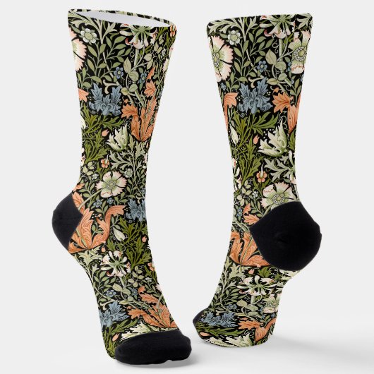Chaussette Morris BlackBackground 1896 Compton Floral Pattern (Angulaire)