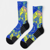 Chaussette Mosaic Mandala bleu et jaune (Gauche)