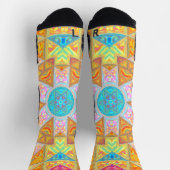 Chaussette Mosaic Mandala jaune rose et bleu (Haut)