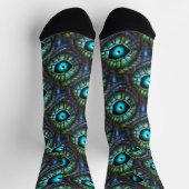 Chaussette Mosaïque d'œil bleu vert abstrait (Haut)