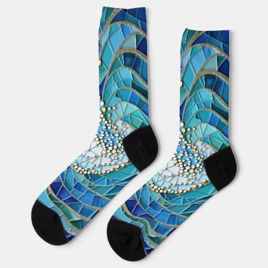 Chaussette Mosaïque Mer de Vagues Art (Gauche)