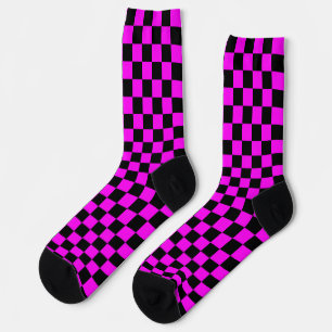 Chaussette Motif à carreaux à damier noir et violet
