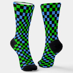 Chaussette Motif à carreaux bleu vert et noir