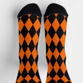 Chaussette Motif à carreaux diamants Harlequin noir orange  (Haut)