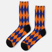 Chaussette Motif à carreaux Harlequin orange et bleu (Gauche)