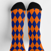 Chaussette Motif à carreaux Harlequin orange et bleu (Haut)