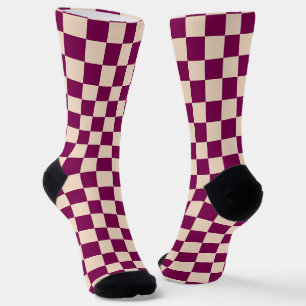 Chaussette Motif à carreaux marron et beige