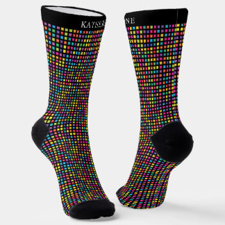Chaussette Motif à carreaux noir multicolore personnalisé