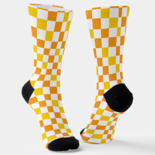 Chaussette Motif à carreaux orange blanc jaune