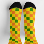 Chaussette Motif à carreaux orange jaune vert (Haut)