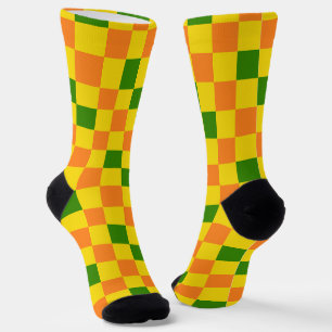 Chaussette Motif à carreaux orange jaune vert