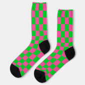 Chaussette Motif À damiers chèque rose vert (Gauche)