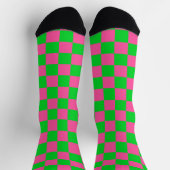 Chaussette Motif À damiers chèque rose vert (Haut)