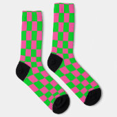 Chaussette Motif À damiers chèque rose vert (Droite)