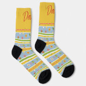 Chaussette Motif à fleurs bleu et jaune personnalisable (Droite)