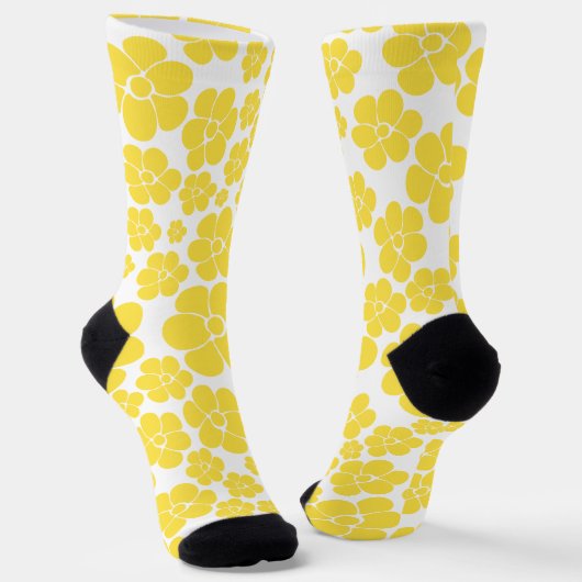 Chaussette Motif à fleurs - Citron jaune et blanc (Angulaire)