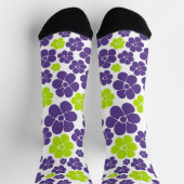 Chaussette Motif à fleurs en vert citron et violet (Haut)