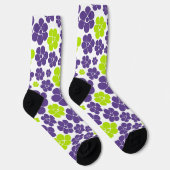 Chaussette Motif à fleurs en vert citron et violet (Droite)
