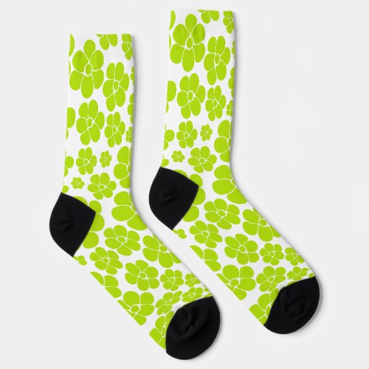 Chaussette Motif à fleurs en vert et blanc citron (Droite)
