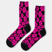 Chaussette Motif à fleurs - Magenta et noir (Gauche)