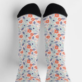 Chaussette Motif à fleurs moderne orange et bleu (Haut)