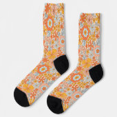 Chaussette Motif à fleurs Orange Retro (Gauche)