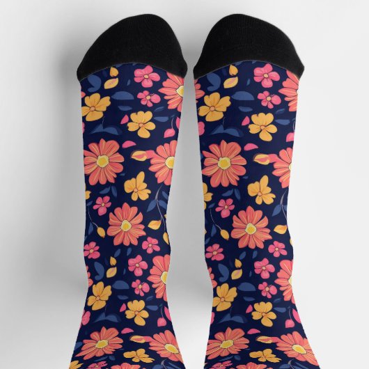 Chaussette Motif à fleurs rétro (Haut)