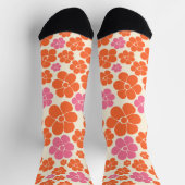 Chaussette Motif à fleurs - rose, orange et crème (Haut)