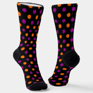 Chaussette Motif à pois orange violet noir