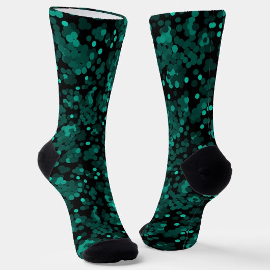 Chaussette Motif à pois vert turquoise sur noir (Angulaire)