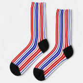Chaussette Motif à rayures blanches rouges bleues   (Gauche)