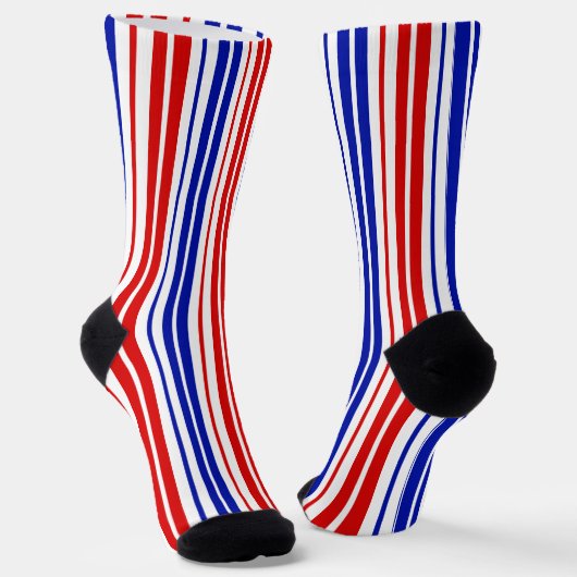 Chaussette Motif à rayures blanches rouges bleues   (Angulaire)
