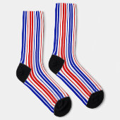 Chaussette Motif à rayures blanches rouges bleues   (Droite)