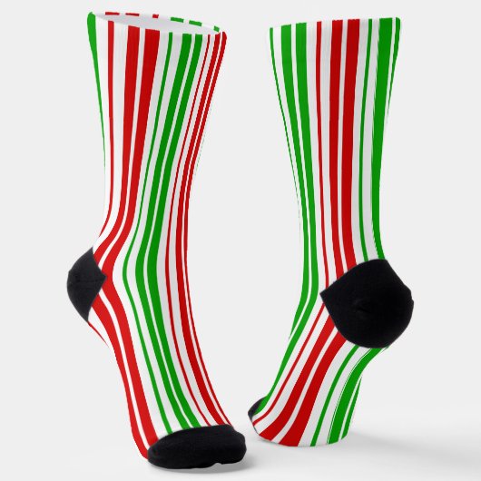 Chaussette Motif à rayures blanches rouges et vertes (Angulaire)