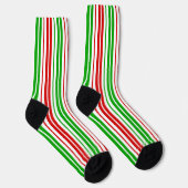 Chaussette Motif à rayures blanches rouges et vertes (Droite)