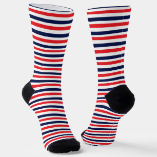 Chaussette Motif à rayures rouge, bleu et blanc
