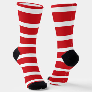 Chaussette Motif à rayures rouges et blanches
