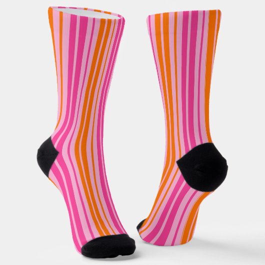 Chaussette Motif à rayures verticales rose et orange (Angulaire)