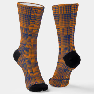 Chaussette Motif Abstrait à Carreaux Orange Violet
