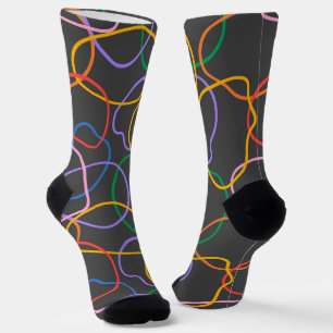 Chaussette Motif Abstrait coloré Wavy Lines