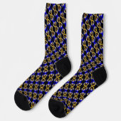 Chaussette Motif Abstrait de fleurs de sansy bleu (Gauche)