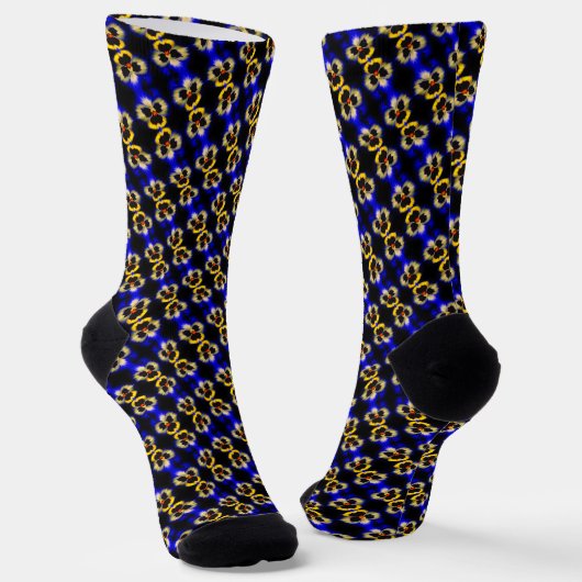 Chaussette Motif Abstrait de fleurs de sansy bleu (Angulaire)