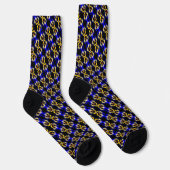 Chaussette Motif Abstrait de fleurs de sansy bleu (Droite)