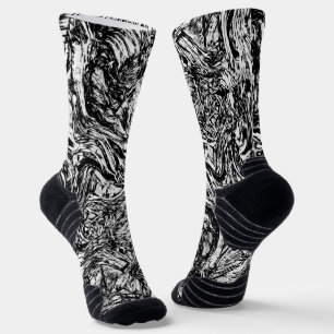 Chaussette Motif Abstrait de la nature noire et blanche
