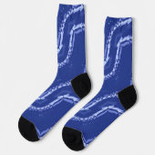 Chaussette motif Abstrait de vagues bleues (Gauche)
